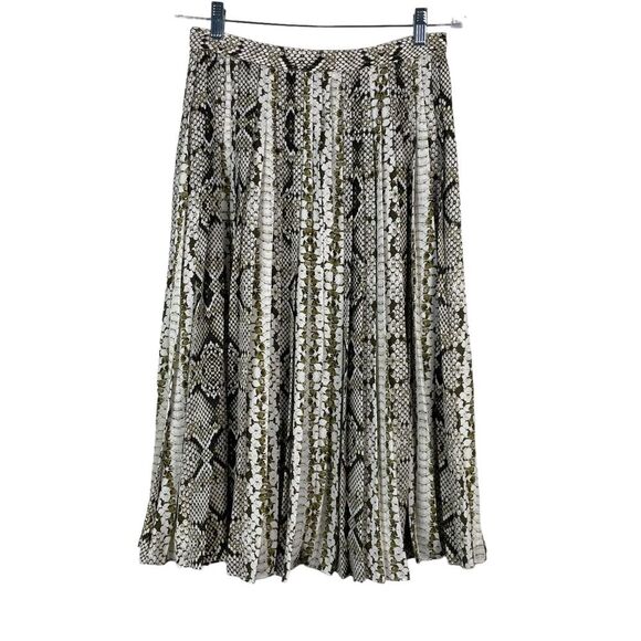 J Crew Snake Print Pleated Midi Skirt Size 4 Tall NEW - Picture 1 of 8